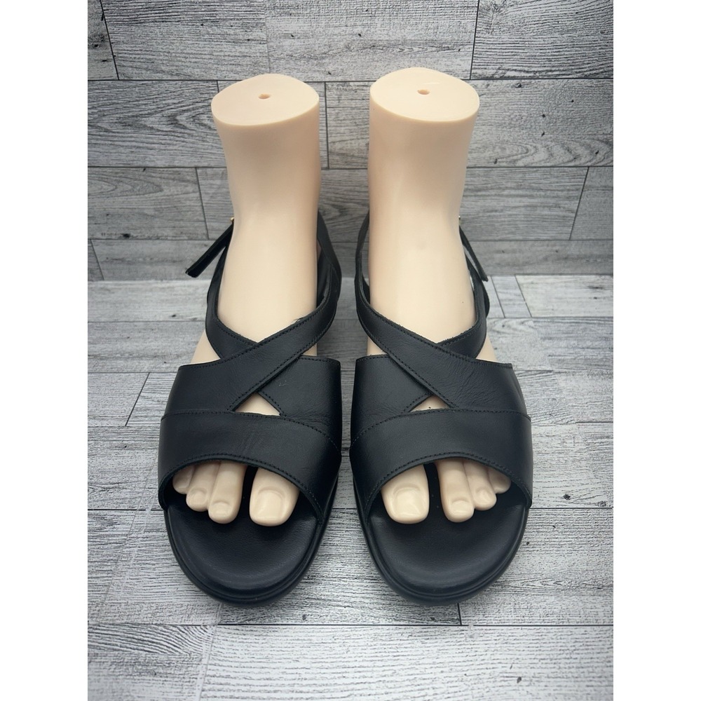 SAS Caress Sandal Black Women's Size 10N Leather Wedge Slingback Tripad Comfort